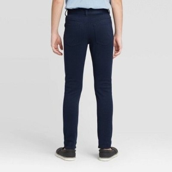 Boys Knit Fashion Pants Cat & Jack Navy Blue Size 8 With Reinforced Knees - Picture 4 of 9